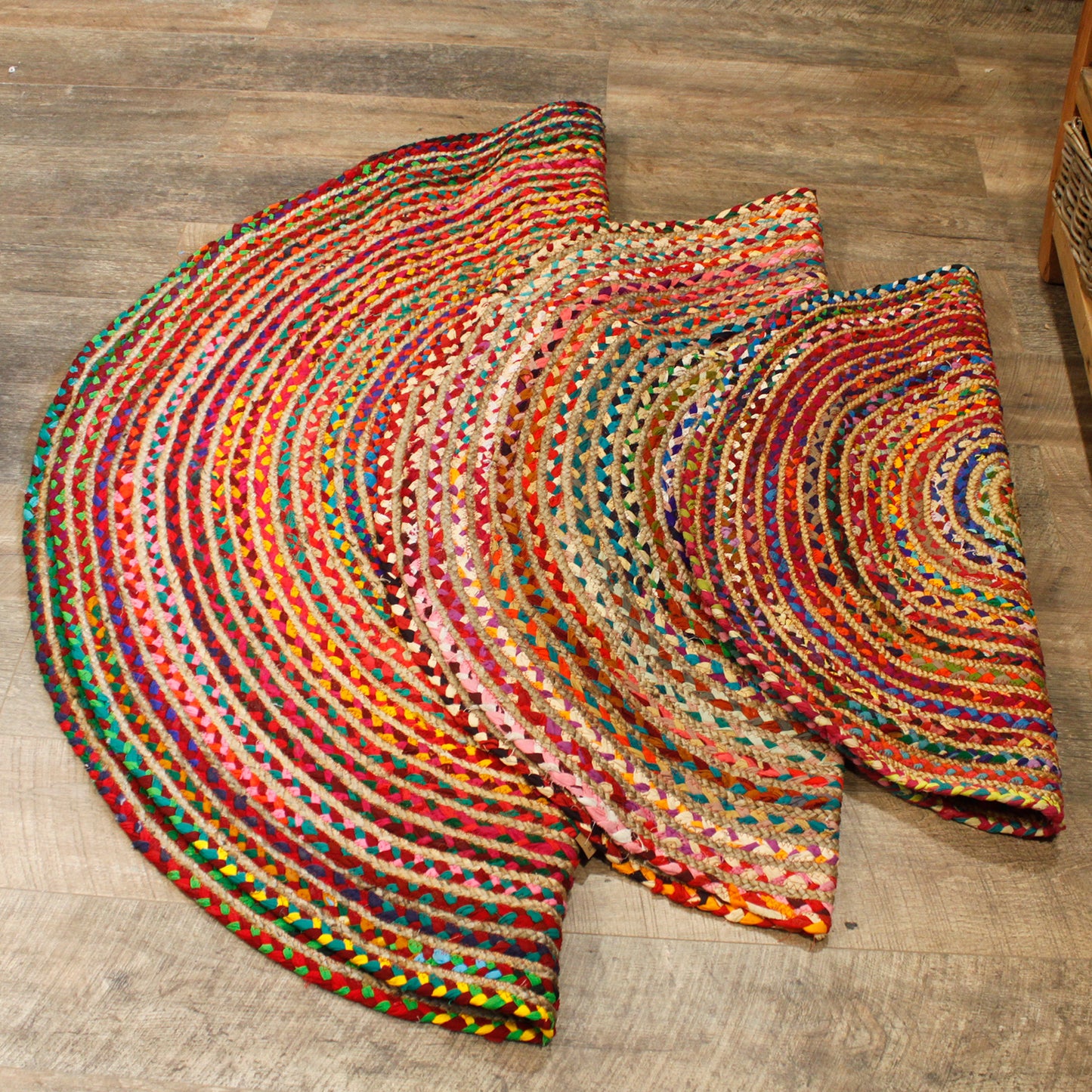 Round Jute and Recycled Cotton Rug -  90 cm