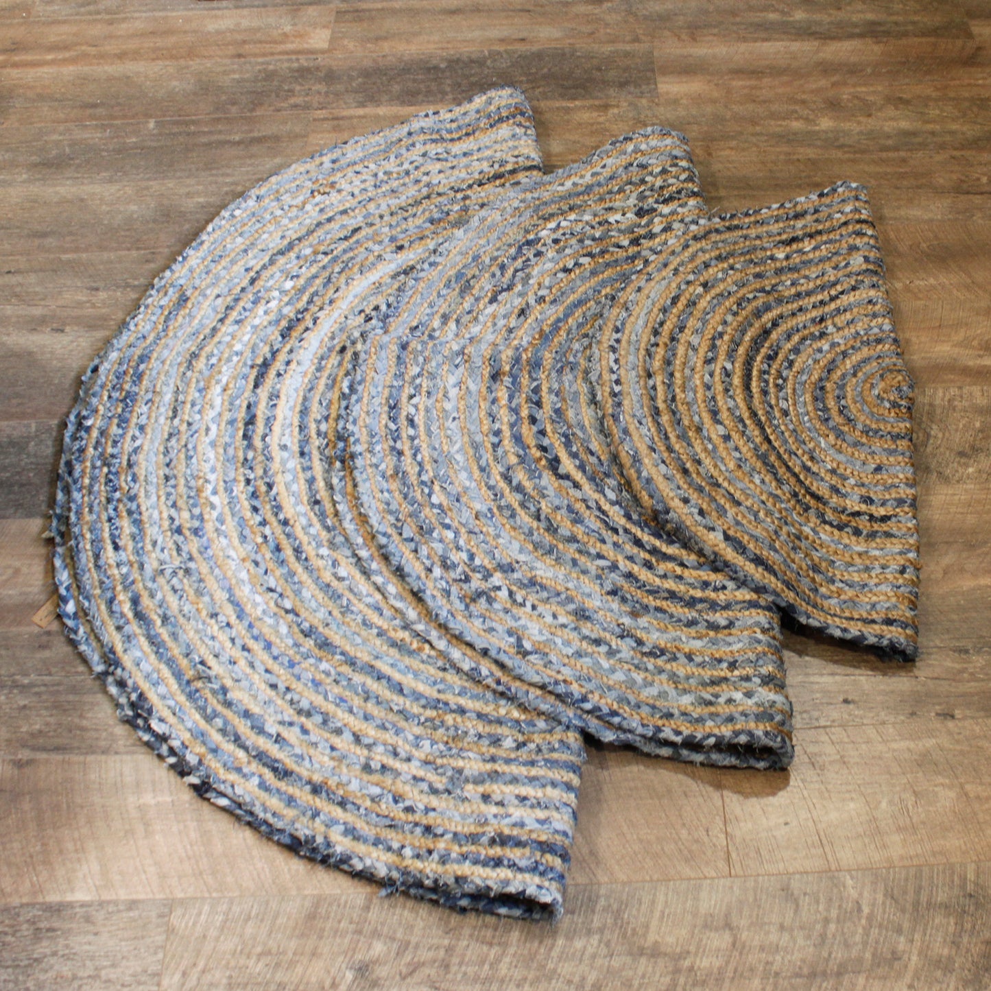 Round Jute and Recycle Denim Rug-  90 cm