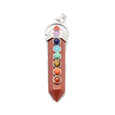 Red Jasper Point with Chakra Gemstone Pendant