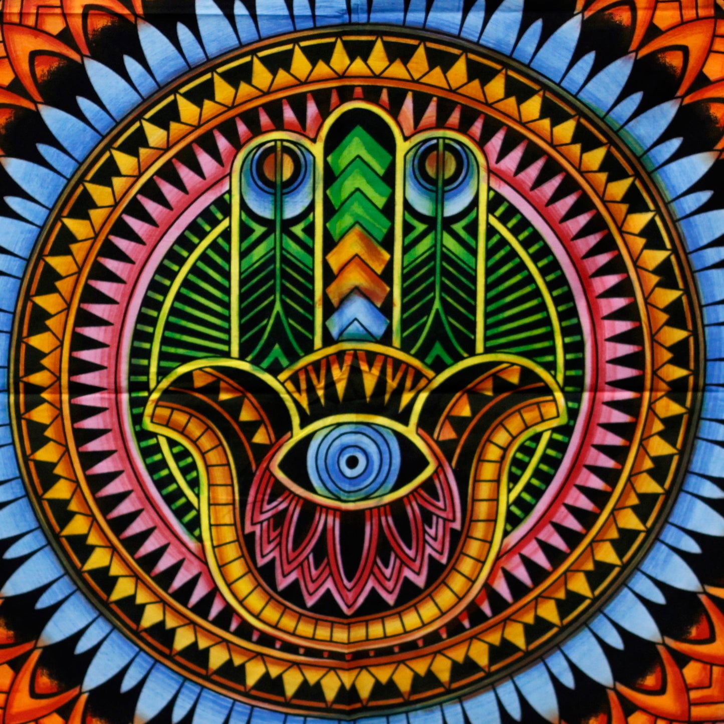 Handbrushed  Cotton Wall Art - Hamsa