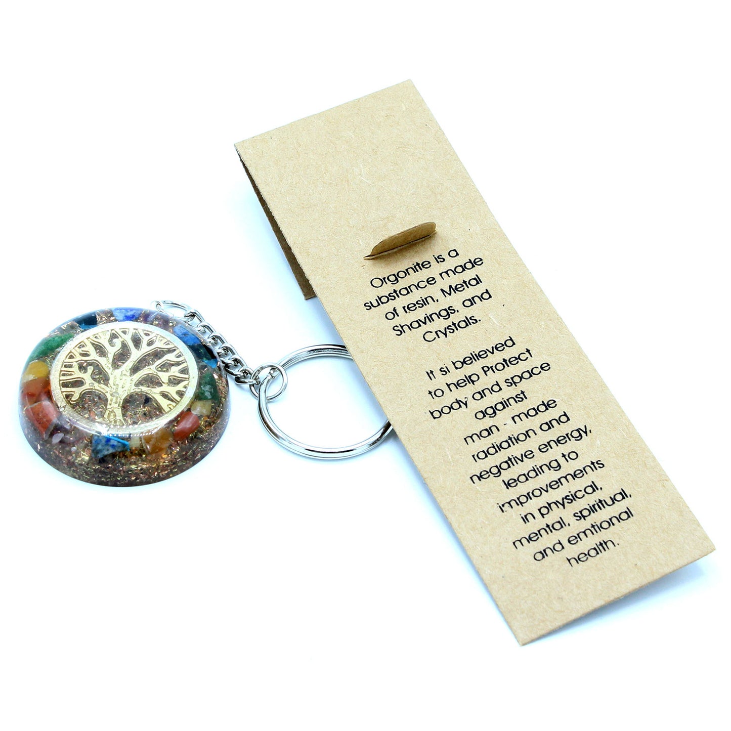 Orgonite Power Keyring - Gemstones Chakra Tree of Life