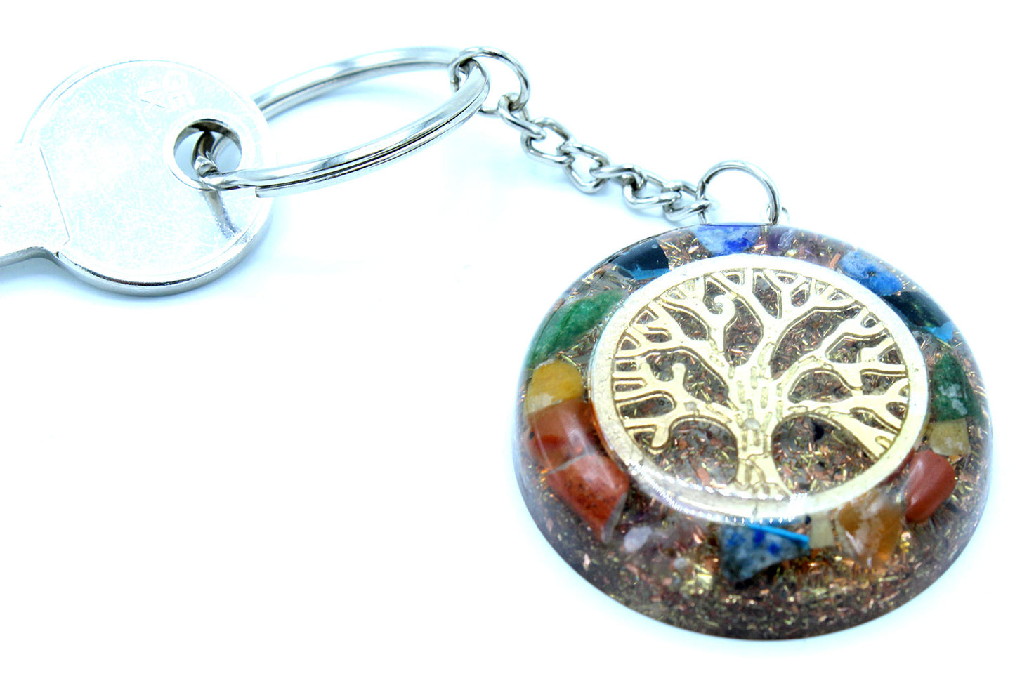 Orgonite Power Keyring - Gemstones Chakra Tree of Life