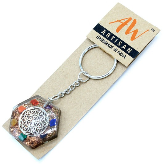 Orgonite Power Keyring - Octagon Flower of Life