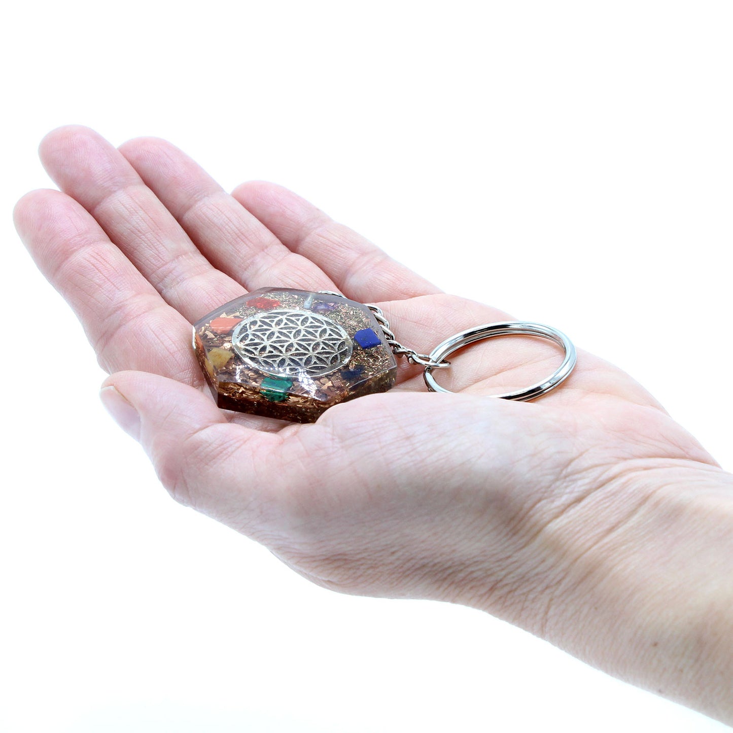 Orgonite Power Keyring - Octagon Flower of Life