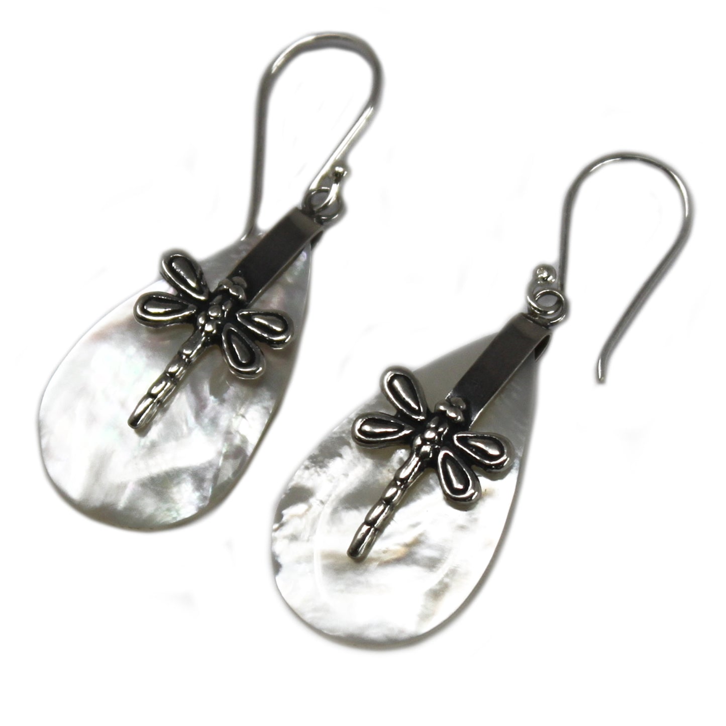 Shell & Silver Earrings - Dragonflies - Mother of Pearl