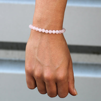 18K Gold Plated Gemstone Bordeaux String Bracelet - Rose Quartz