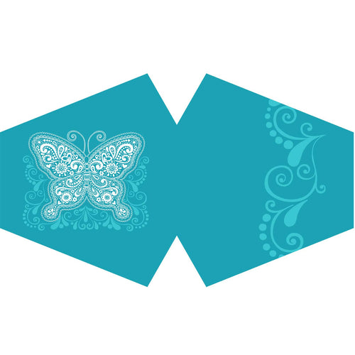 Reusable Fashion Face Covering - Blue Butterfly  (Adult)