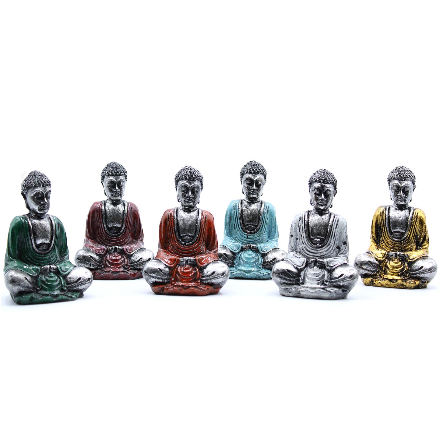 Silver Mini Buddha - 6 Pack (Assorted Colours)