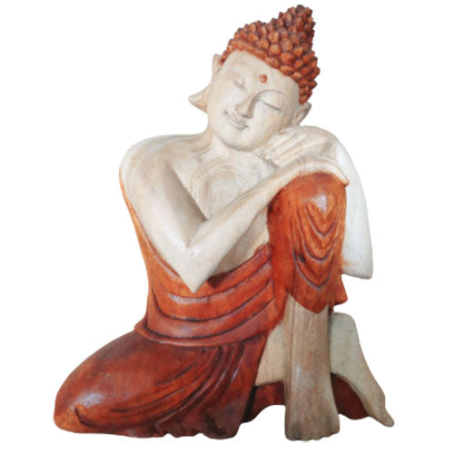 Hand Carved Buddha Statue - 30cm Thinking