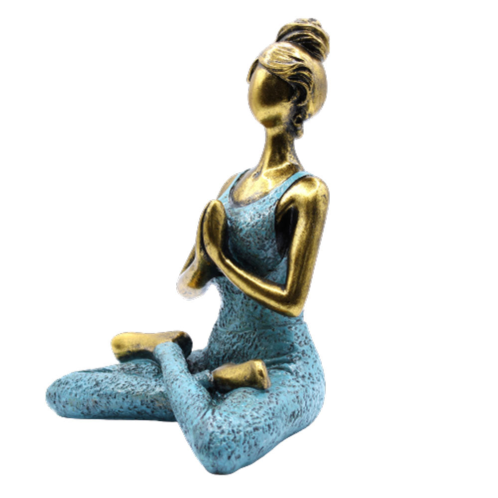 Yoga Lady Figure -  Bronze & Turqoise 24cm