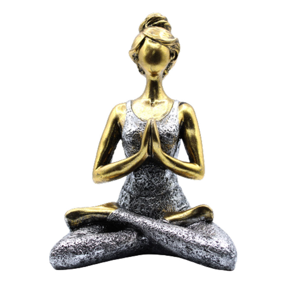 Yoga Lady Figure -  Bronze & Silver 24cm