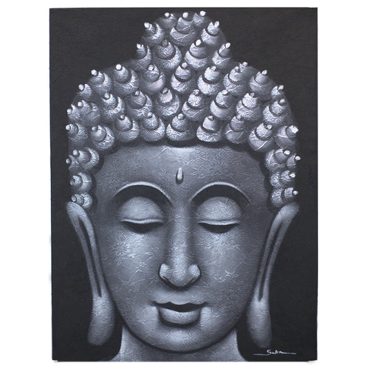 Buddah Painting - Grey Brocade Detail