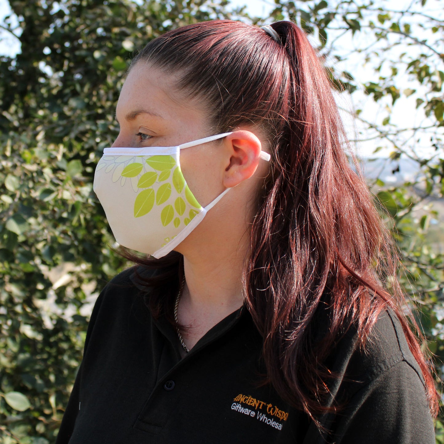 Reusable Fashion Face Covering - Grean Leaves (Adult)