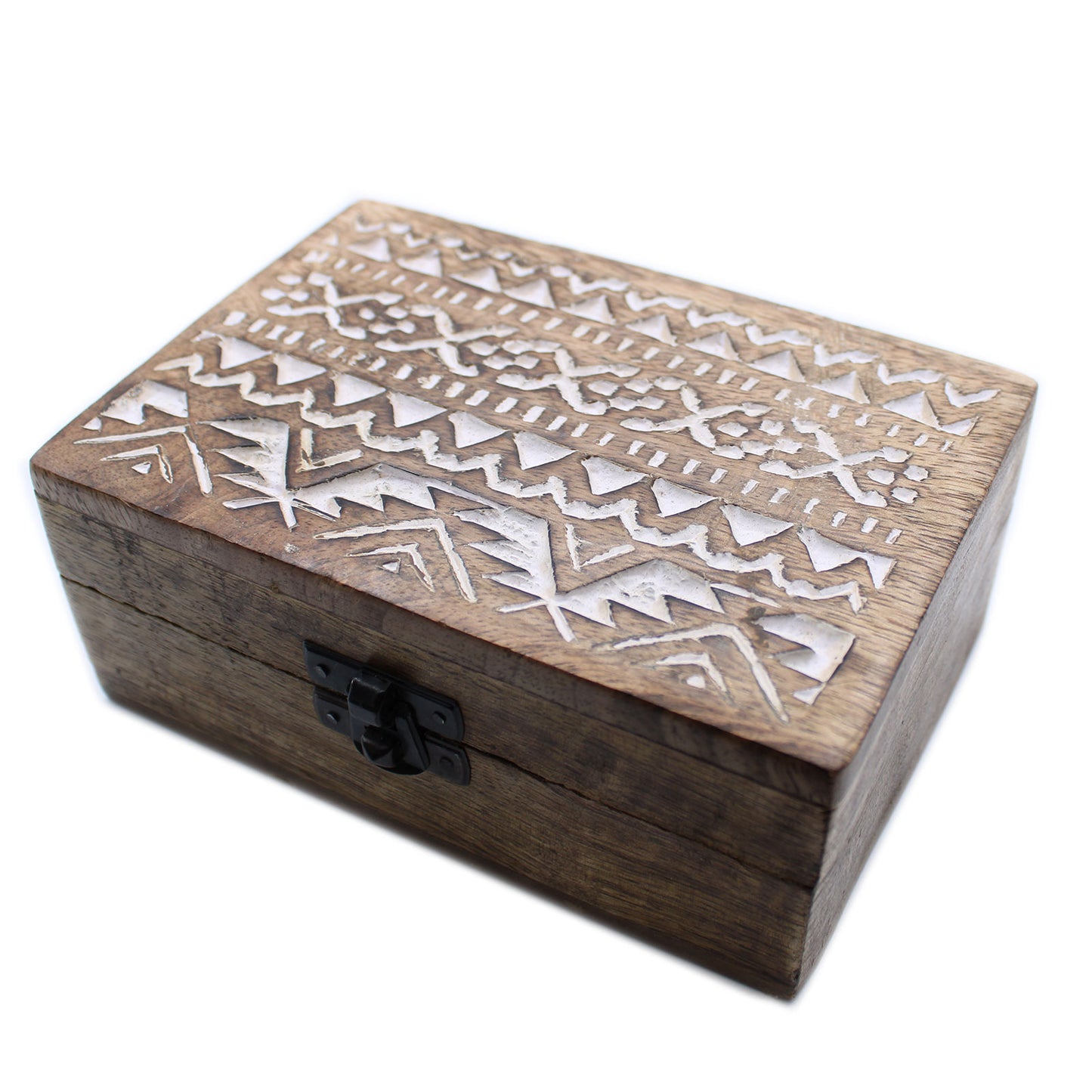 White Washed Wooden Box - 6x4 Slavic Design