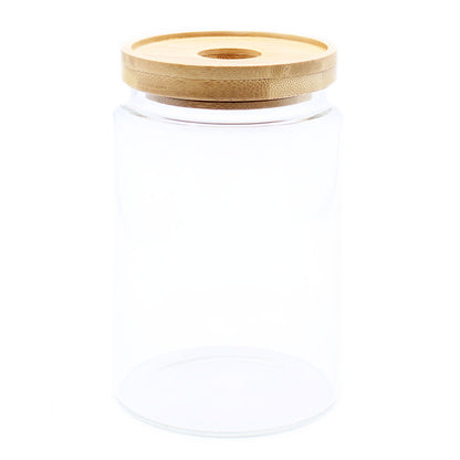 Cottage Bamboo Glass Jar - 15cm