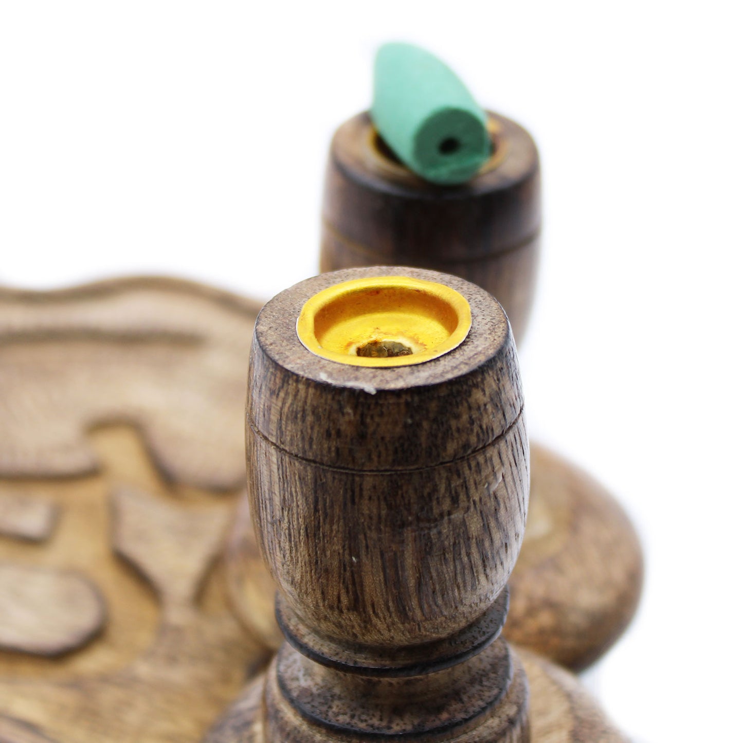 Med Mango Wood Backflow Burner - Brass Buddha