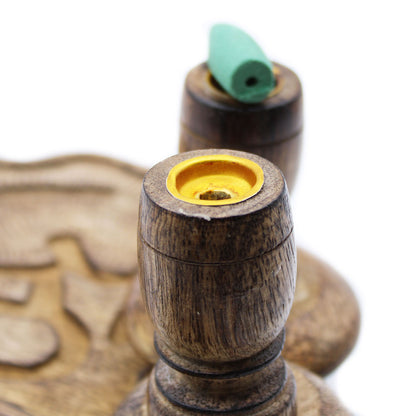 Lrg Mango Wood Backflow Burner - Hamsa