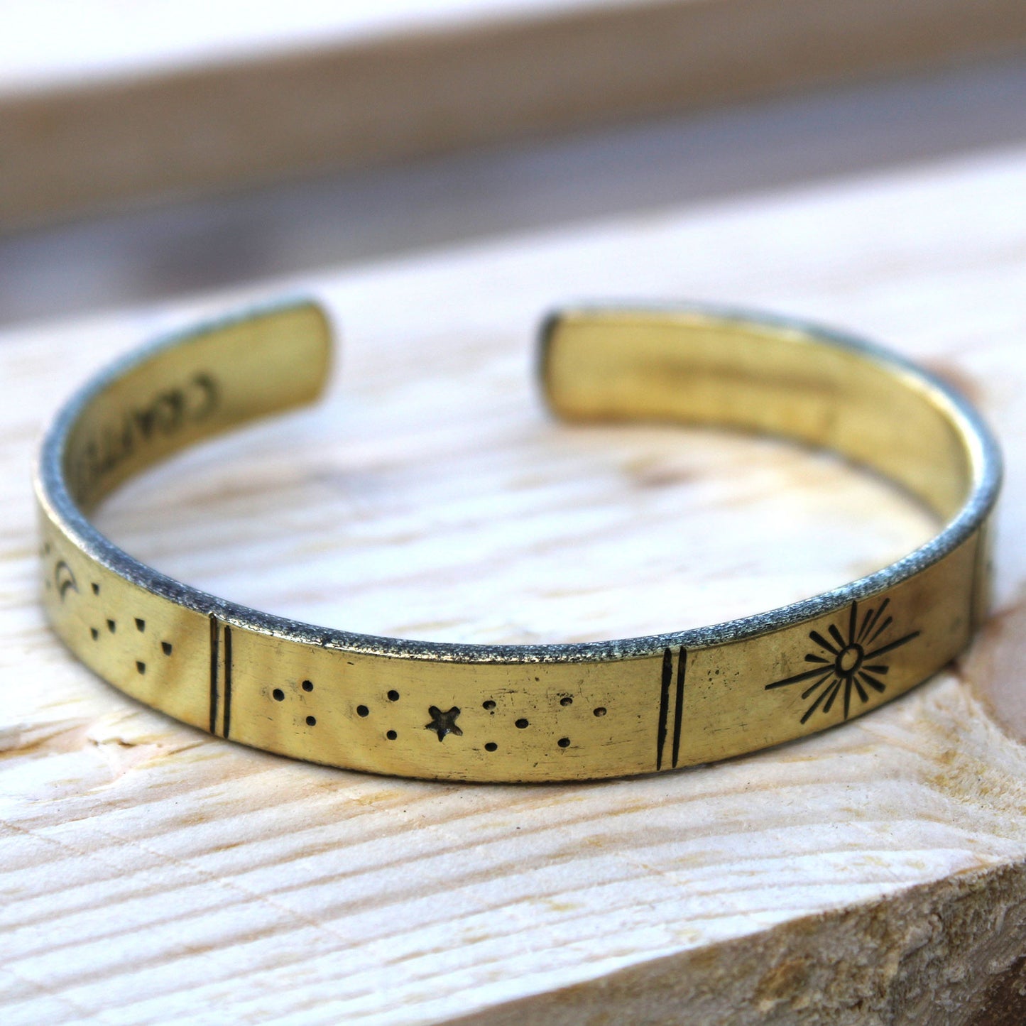 Inspiration Bracelet - Brass Snrise, Galaxy, Stars, Earth