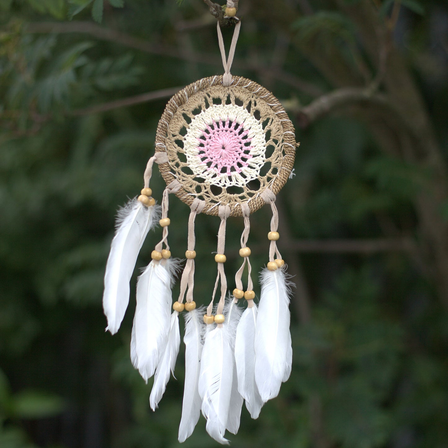 Pack of 6 Pastel Pink Macramé Dream Catcher 12cm (asst colours)