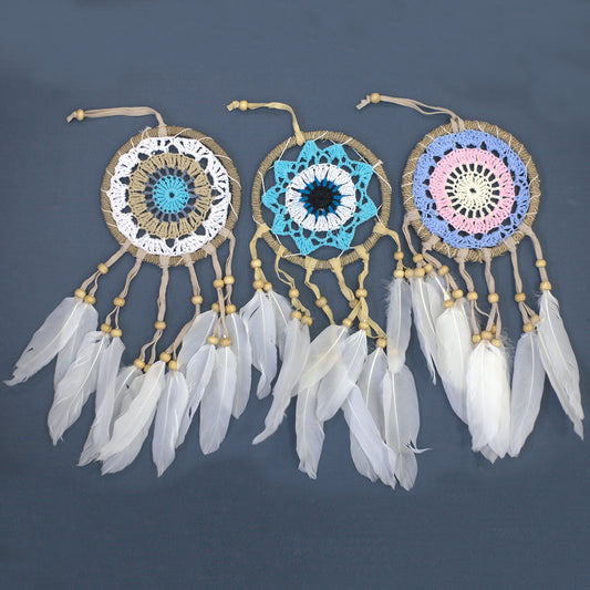 Pack of 6 Pastel Blue Macramé Dream Catcher 12cm (asst colours)