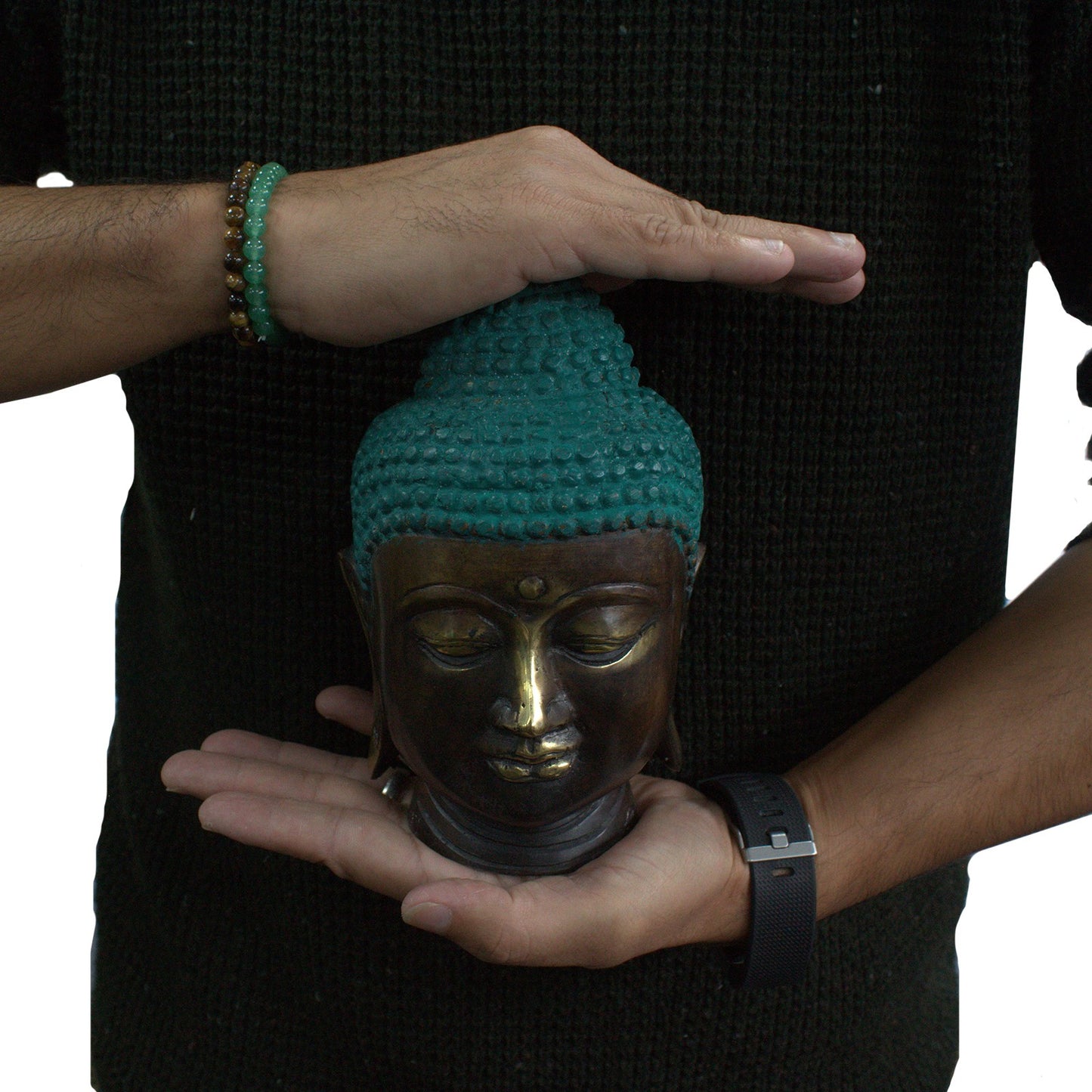 Large Classic Brass Buddha Head