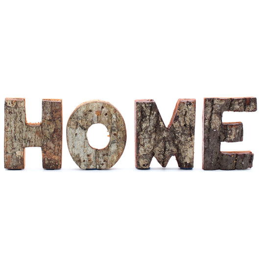 Rustic Bark Letter Set - HOME (4) - 7cm