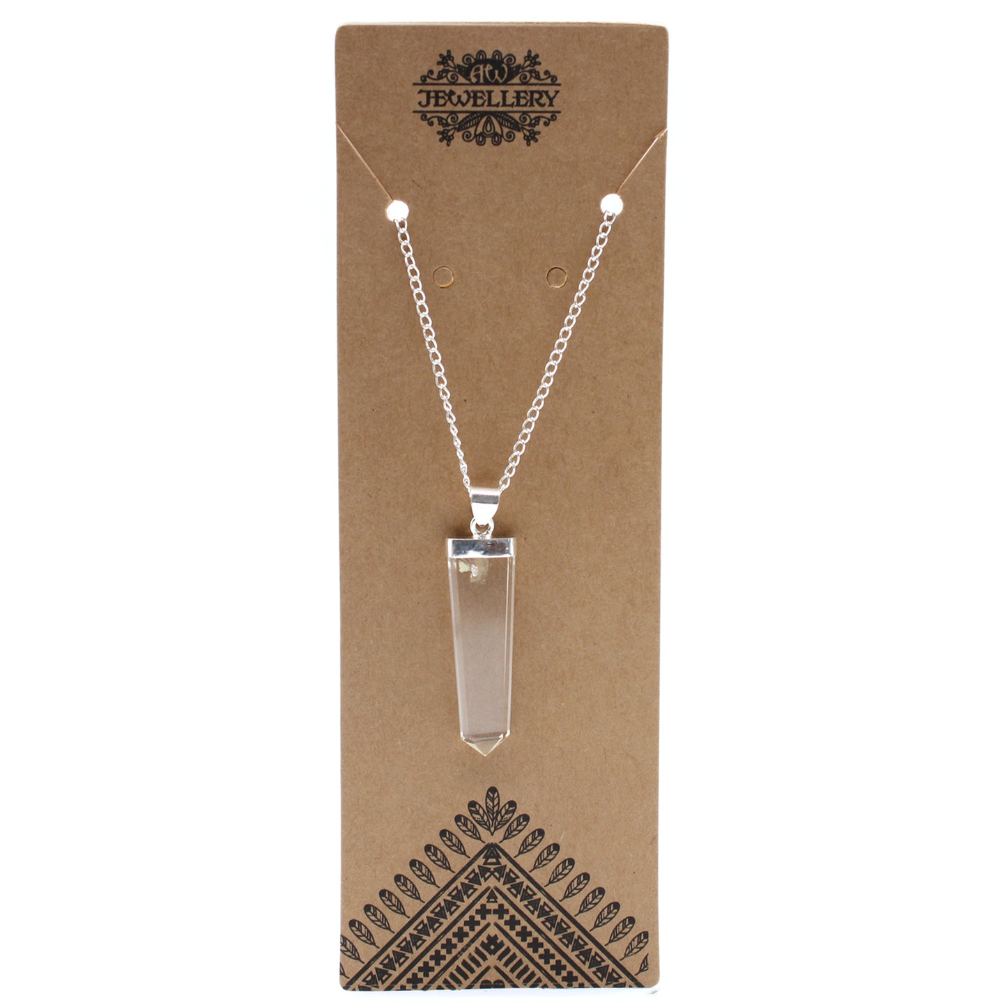 Gemstone Flat Pencil Pendant - Clear Quartz