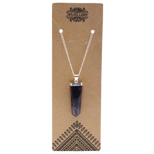 Gemstone Flat Pencil Pendant - Amethyst