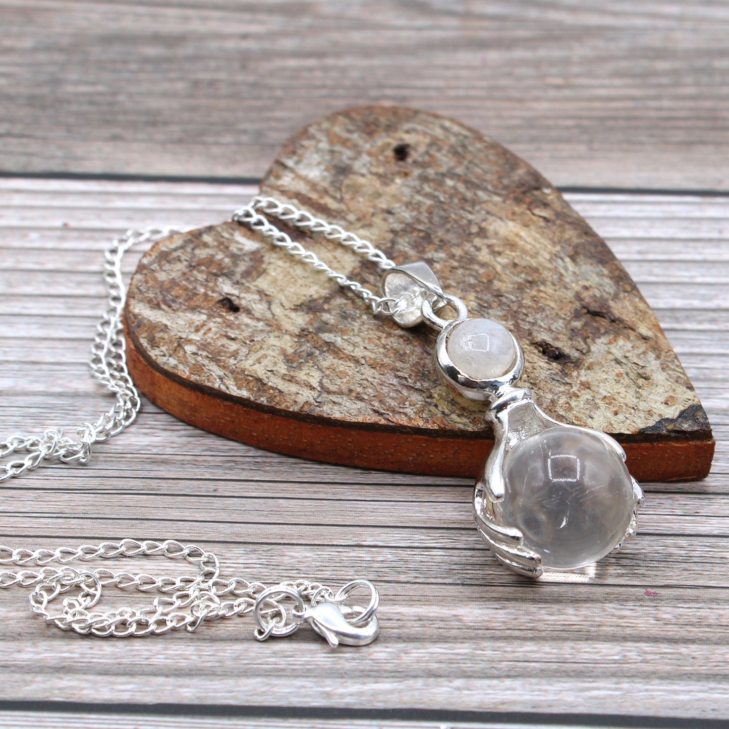 Gemstone Healing Hands Pendant - Clear Quartz