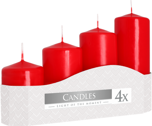Set of Pillar Candles  50mm (4 pieces) - Red