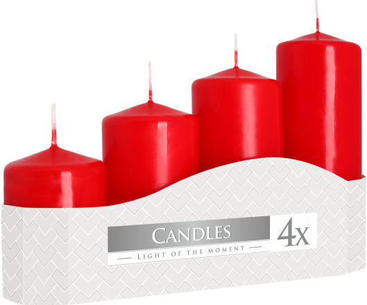 Set of Pillar Candles  50mm (4 pieces) - Red