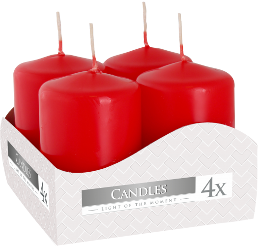 Set of Pillar Candles  40x60mm (4 pieces) - Red