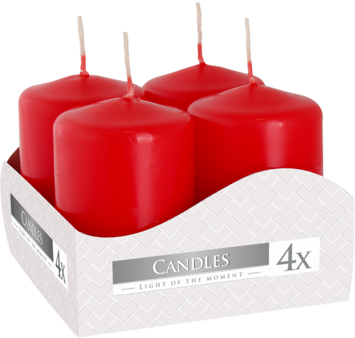 Set of Pillar Candles  40x60mm (4 pieces) - Red