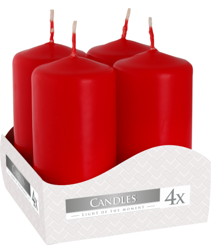 Set of Pillar Candles  40x80mm (4 pieces) - Red