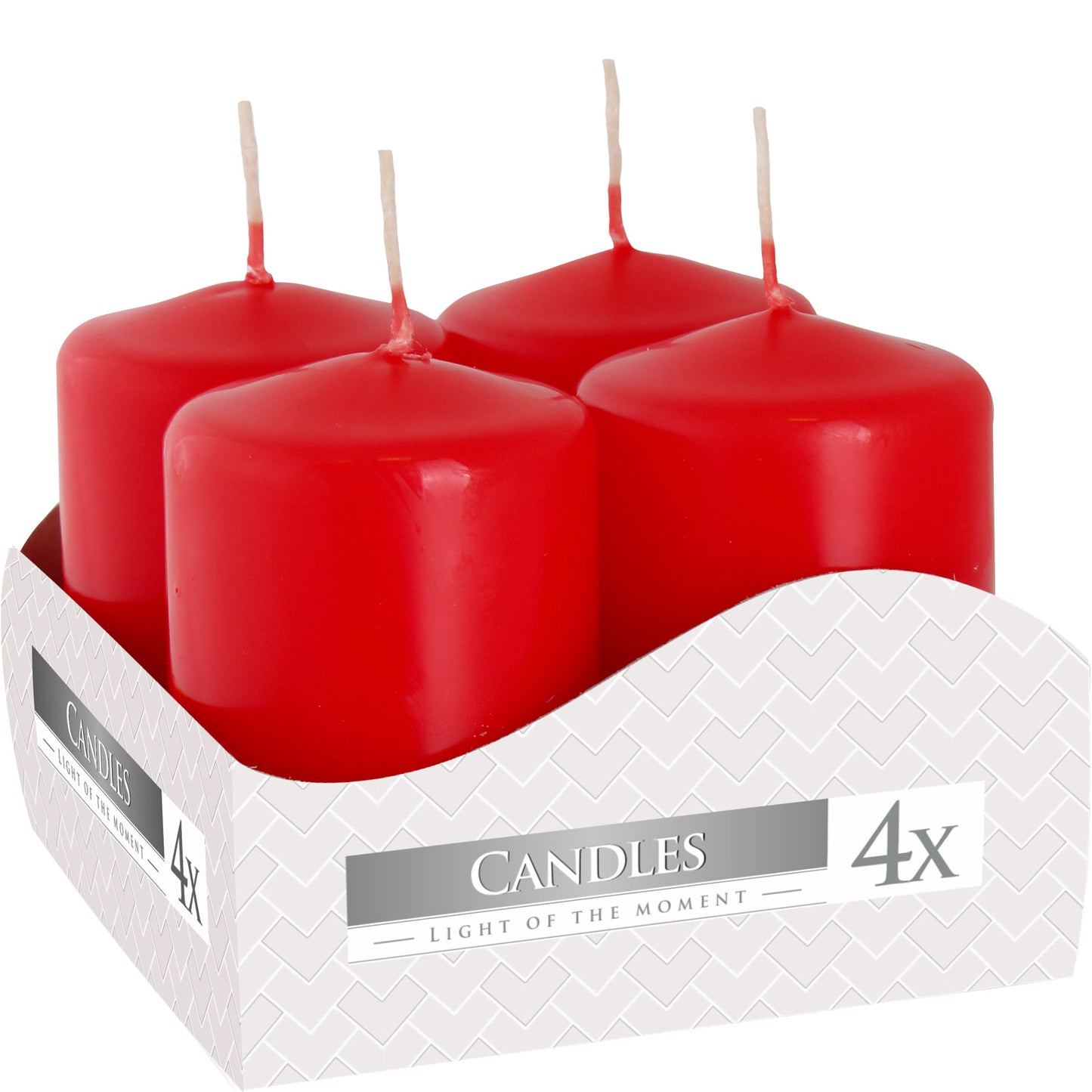 Set of Pillar Candles  40x60mm (4 pieces) - Red