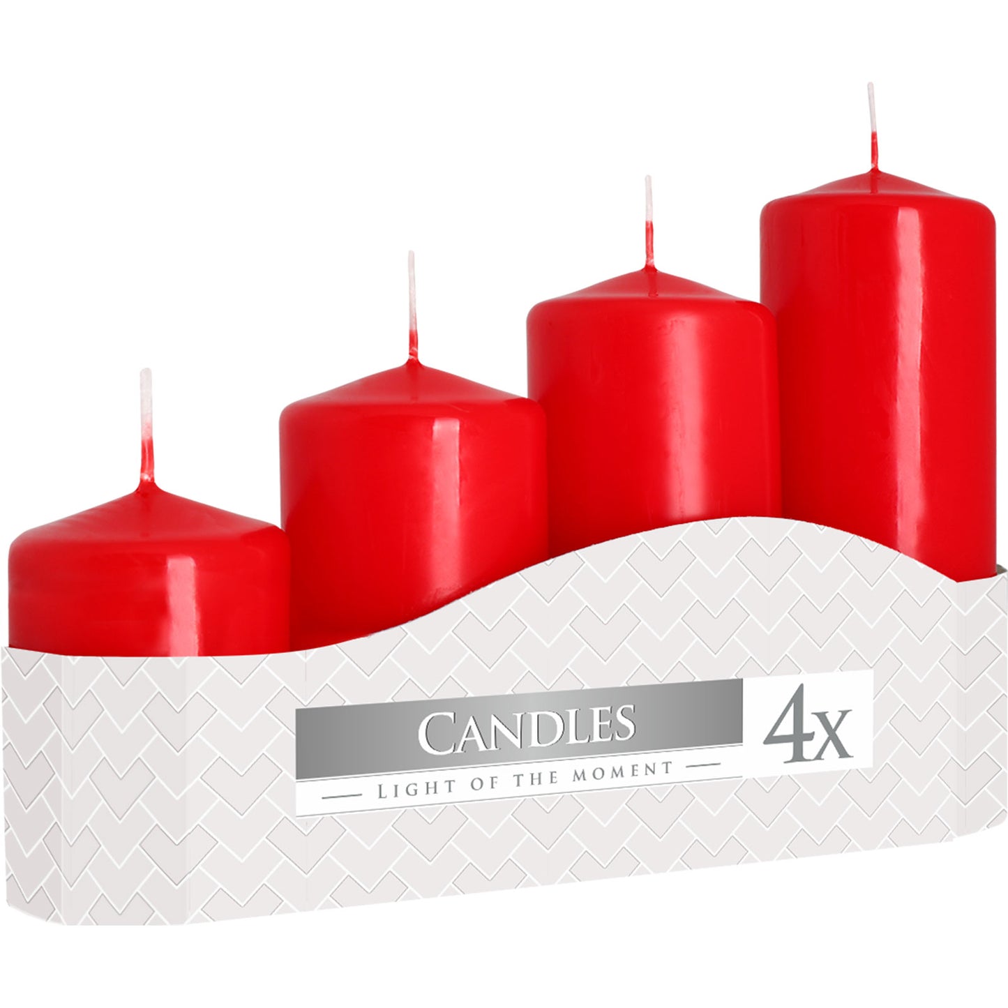 Set of Pillar Candles  50mm (4 pieces) - Red