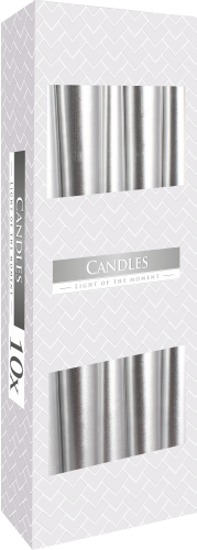 Taper Candle - Silver Metalic (10 Pack)