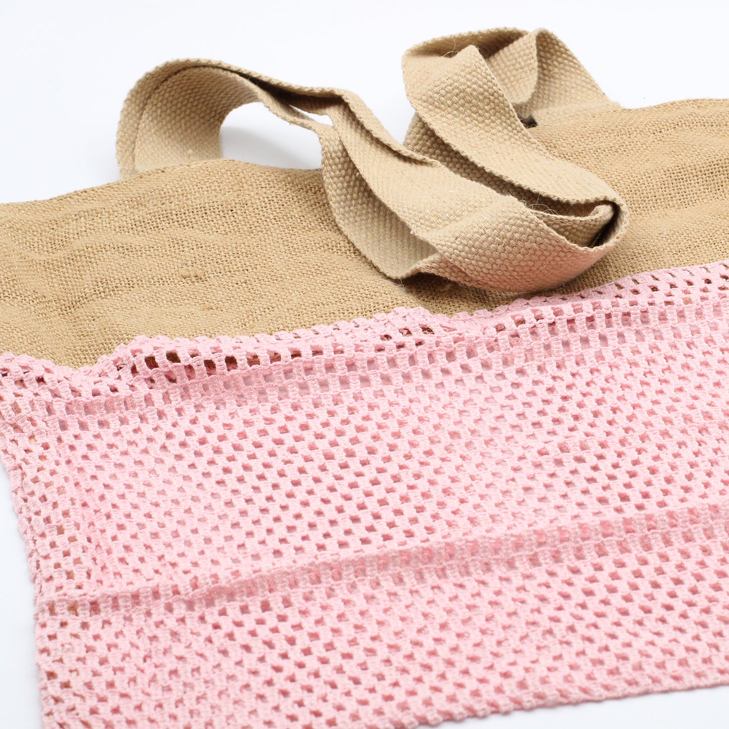 Pure Soft Jute and Cottong Mesh Bag - Rose