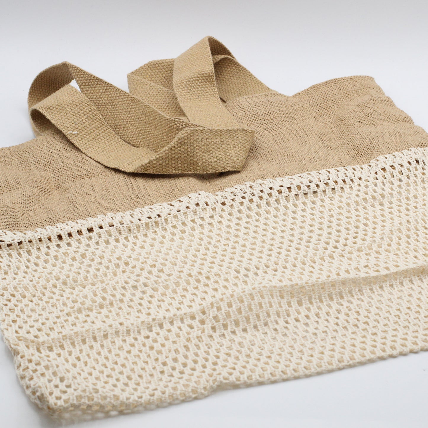 Pure Soft Jute and Cottong Mesh Bag - Natural