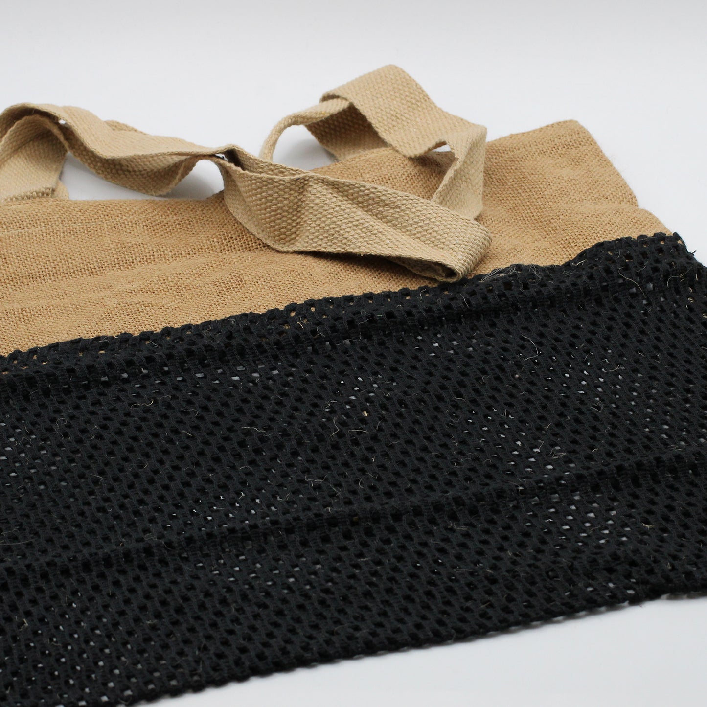 Pure Soft Jute and Cottong Mesh Bag - Black