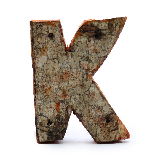 Rustic Bark Letter   - "K"  - 7cm