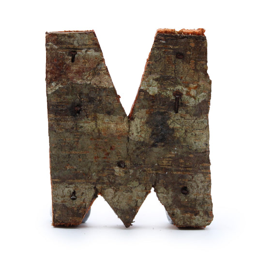 Rustic Bark Letter   - "M"  - 7cm