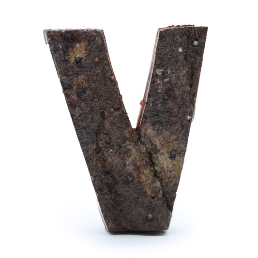 Rustic Bark Letter   - "V"  - 7cm