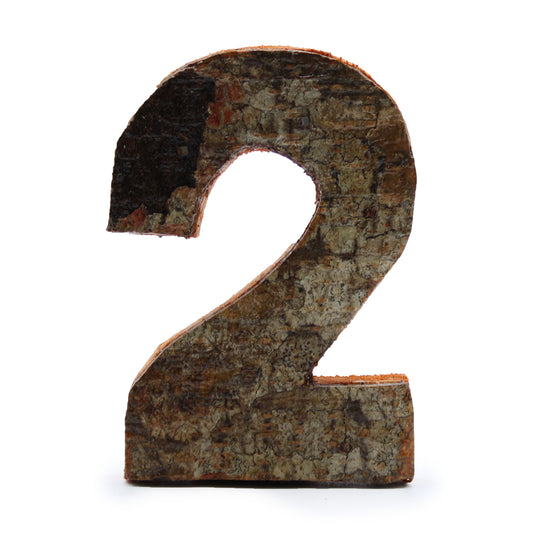 Rustic Bark Number - "2"  - 7cm