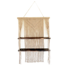 Brown Macrame Hanging Shelves - Brown