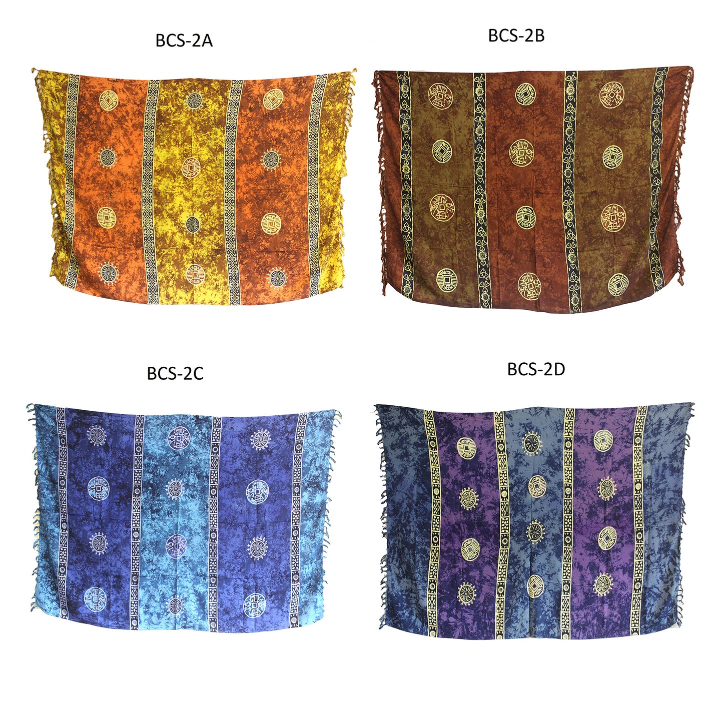 1x Bali Celtic Sarongs - Lucky Coins (4 Assorted Colours)