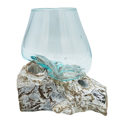 Molten Glass on Whitewash Wood - Medium Bowl