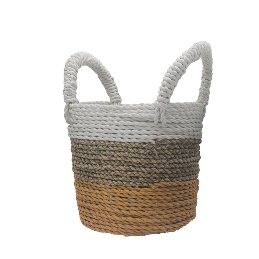 Seagrass Basket Set of 3 - Orange / Natural / White