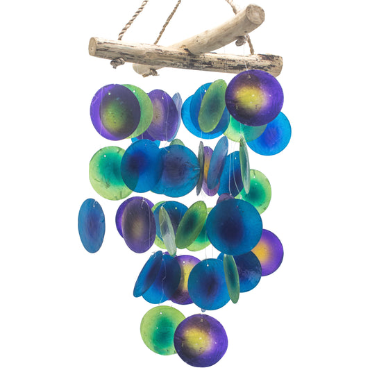 Green & Purple Driftwood Cross Windchime