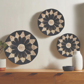 Set of Three Seagrass Bowls Wall Art - Black